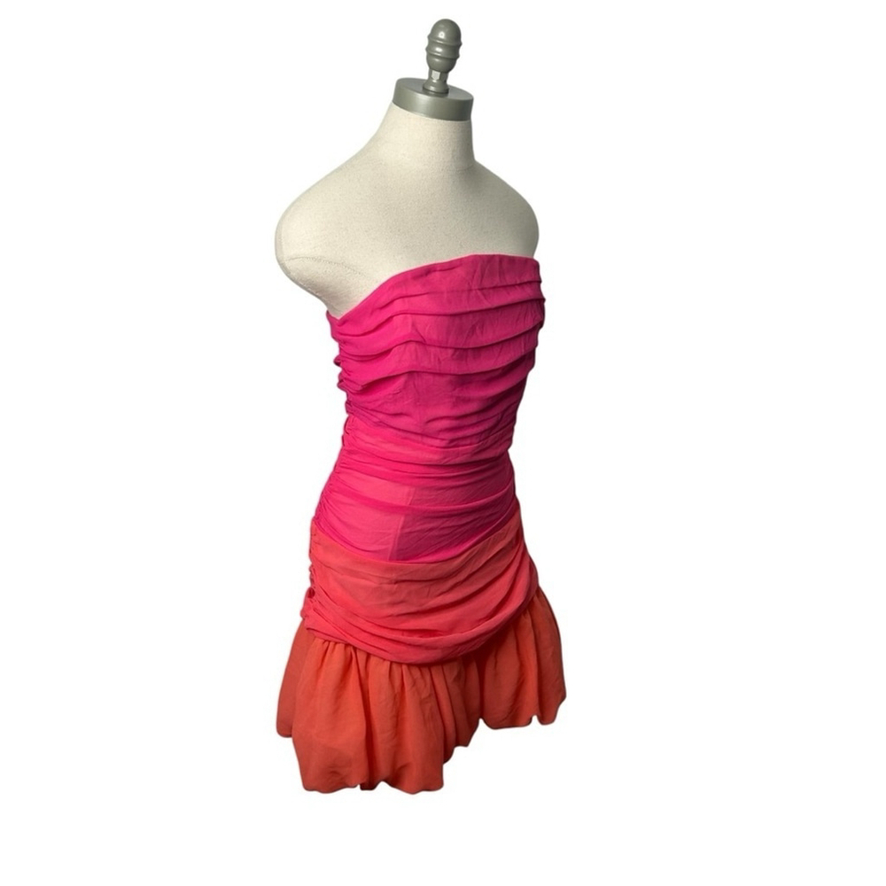 NBD Anaisha Mini Puffed Bubble Hem Strapless Party Cocktail Dress in Pink Small - Picture 6 of 14